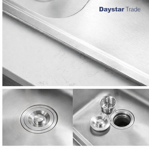 Évier de cuisine rectangulaire Daystar Trade en acier inoxydable 304, à montage sous plan, surface brossée, quatre trous, avec robinet fait main - Product Image 2