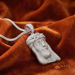 Collar Hip Hop con Colgante de Cabeza de Jesús con Incrustaciones de Moissanita, Plata 925, Joyería Religiosa para Hombres y Mujeres - Product Image 4