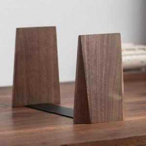 Modern Solid Wooden Bookends Handmade <b>Book</b> Holder Pair for Bookshelf Office Library Desk and Home <b>Decor</b> - Product Image 1