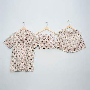 Conjunto de Pijama de 3 Piezas de Algodón Ligero de Alta Calidad para Mujer, Manga Corta, Secado Rápido, Transpirable, Ropa de Playa para Verano - Product Image 1