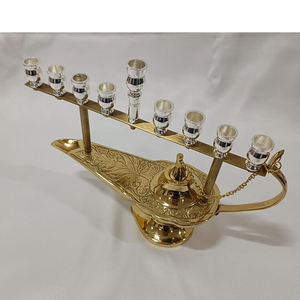 Jewish Menorah Brass Tealight <b>Candle</b> Holder Cups-Home Decoration for Birthday & Valentine's Day Handmade Durable - Product Image 3