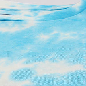T-shirt en coton tie-dye pour homme, manches courtes, décontracté, été, respirant, chemise en popeline, motif bleu et blanc, logo sur le devant - Product Image 3