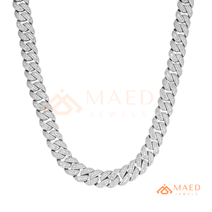 Collier en argent 925 avec moissanite ronde taille baguette, chaîne cubaine brillante, style hip-hop de luxe pour homme et femme - Product Image 6