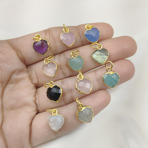 Colgante de Plata de Ley 925 con Amatista en Forma de Corazón Briolette, Gema Facetada, Charm DIY, Piedra de Nacimiento de Febrero, Venta al por Mayor - Product Image 3