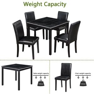 Set da Pranzo in Legno 9 Pezzi: Tavolo Quadrato e 4 Sedie Imbottite per Cucina o Sala da Pranzo - Product Image 4