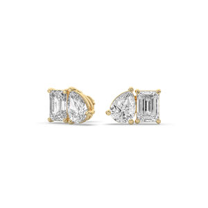 Pendientes Únicos de Esmeralda y Diamante de Laboratorio con Corte Pera, Oro de 14K, 3.60 Quilates de Peso Total, Joyería Elegante y Ligera para Minoristas - Product Image 2