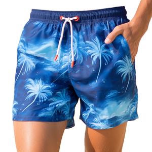 Pantalones cortos de playa de secado rápido con logotipo personalizado para hombre, bañadores informales con estampado transpirable, función antiarrugas, servicio OEM disponible - Product Image 1