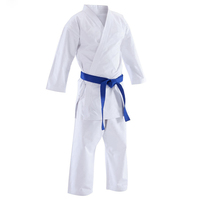 Uniforme de karaté blanc pour garçons, 100% coton, coupe régulière, avec ceinture bleue, kit de vêtements d'arts martiaux pour enfants