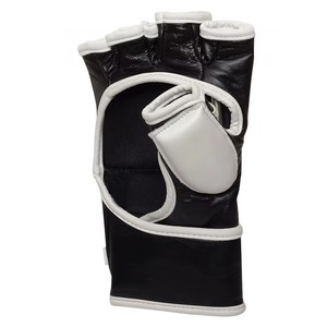Custom Logo Black MMA Gloves White Piping Grappling Mitts Professional Martial Arts Sparring Training <b>Open</b> Palm Boxing Gloves - Product Image 5