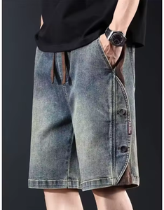 Shorts en jean baggy pour homme, style cargo décontracté, coupe droite, taille plus, streetwear vintage hip-hop - Product Image 6