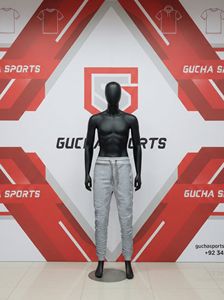 กางเกงจ็อกเกอร์สีเทาสำหรับผู้ชาย ผลิตจากผ้าคอตตอนผสมเนื้อนุ่ม เอวยางยืดพร้อมเชือกผูก ปลายขาจั๊มพ์ สไตล์ลำลองแบบชุดกีฬา - Product Image 2