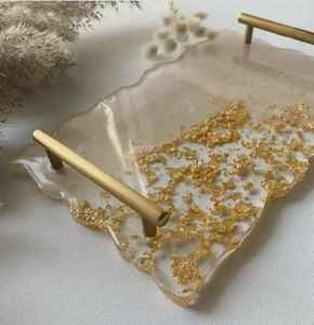 Custom Handmade Modern Angel Resin Irregular <b>Tray</b> with Handles-Decorative Serving & Wedding Ring <b>Tray</b> Diwali Gift - Product Image 5