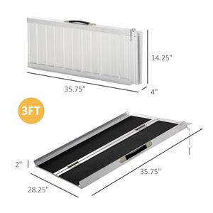 Rampa Compatta in Alluminio da 3 Piedi per Sedia a Rotelle, Leggera e Portatile, Dispositivo di Assistenza Nero - Product Image 3
