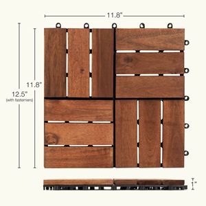 10 pièces de dalles de terrasse emboîtables 30 cm x 30 cm, revêtement de sol extérieur en bois d'acacia imperméable, dalles de sol toutes saisons - Product Image 2