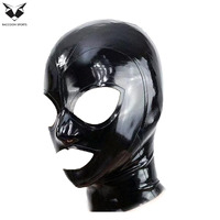 Cagoule intégrale professionnelle en latex noir brillant, sexy, pour clubbing, fête, déguisement, cosplay, ajustement réglable, durable