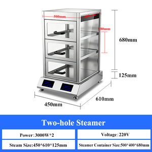 Vaporera Comercial Eléctrica de 3000W y 3/4 Cabezales de Acero Inoxidable para Dumplings, Panecillos, Dim Sum y <span class=keywords><strong>Desayunos</strong></span>, Máquina para Cocina de Restaurante - Product Image 6