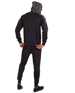 Ensemble de vêtements de gymnastique deux pièces, survêtement pour hommes noir et blanc sur le côté, vente en gros - Product Image 1