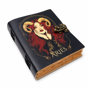 Vintage Leather Hardcover <b>Diary</b> Zodiac Sign Book Shadows Journal Deckle Edge Paper Witchcraft Wiccan Celtic Notebook Gift - Product Image 1