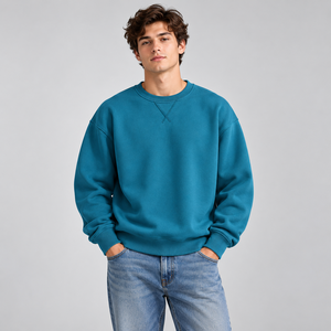 Sudadera tipo jersey para hombre, venta al por mayor directa de fábrica, a rayas, OEM ODM, estilo holgado, jacquard, con dobladillo dividido, vintage, para gimnasio - Product Image 2