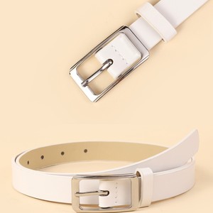 เข็มขัดหนังแท้ลายสัตว์  หัวเข็มขัดทรงสี่เหลี่ยมสีเงิน ทนทาน สีขาว สีดำ - Product Image 6