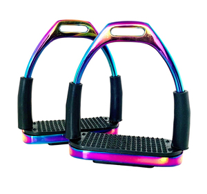 อุปกรณ์ขี่ม้า Ekay Gloss Rainbow Safety FLEXI STIRRUPS พร้อมแผ่นรองสีดำ ขนาด 160x145x75 มม. - Product Image 3