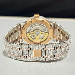Luxury Hiphop Jewelry Iced Out VVS Moissanite <b>Mechanical</b> <b>Watch</b> Stainless Steel Band Rose Gold Plated Dial Analog Quartz <b>Watch</b> - Product Image 4