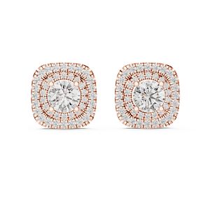 Boucles d'oreilles modernes en or rose avec diamants de laboratoire, bijoux de créateur élégants, brillance éclatante, accessoire cadeau tendance - Product Image 1