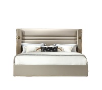 Lit double en cuir de luxe moderne Mobilier design haut de gamme pour ensemble de chambre à coucher Lit élégant haut de gamme