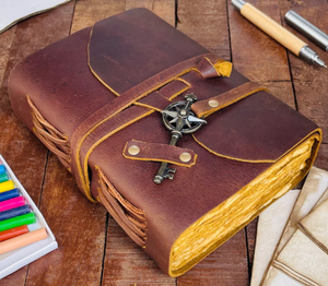 Diario Personalizado - Diario Hecho a Mano con Papel de Borde Rústico y Encuadernación en Cuero - Libro de las Sombras - Cuaderno de Dibujo de Cuero - Diario de Dibujo - Product Image 5