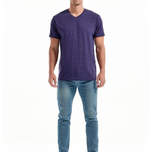 T-shirt pour homme 100% coton à col en V - Respirant, séchage rapide, écologique, été, fitness, manches courtes, streetwear, logo personnalisé, couleur - Product Image 5