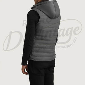 Gilet matelassé en cuir noir de qualité supérieure pour homme, véritable peau de mouton, sans manches, veste d'hiver rembourrée, gilet pour homme - Product Image 2