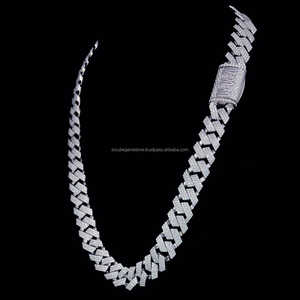 Hip Hop classique 16mm 925 argent glacé diamant cubain lien chaîne collier pour femmes hommes bijoux fins - Product Image 4