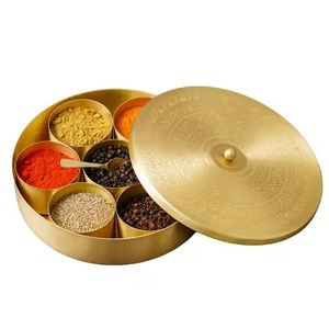 Classic Spice Storage Organizer Metal with Decorative Lid Kitchen Container for <b>Masala</b> Herbs Seasoning and Daily Use - Product Image 1