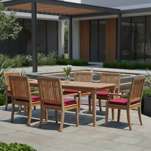 Silla de Comedor Moderna de Madera de Teca Sólida para Uso en Exteriores, Diseño Apilable, Acabado en Color Natural, para Hogar y Hotel - Product Image 6