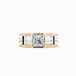 Bague unique en moissanite taille princesse 4 mm bicolore avec argent 925 pour homme, cadeau idéal pour anniversaire, fête, ou comme breloque. - Product Image 2