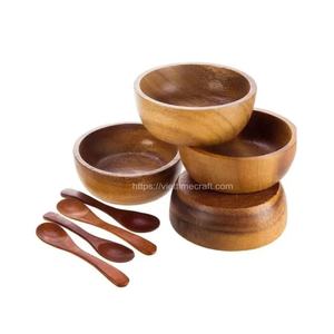 Customized Design and Price Combo Salad/Serving <b>Bowl</b> With Salad Hands, Made of Acacia Utensils MOQ Low Vietnam - Product Image 2