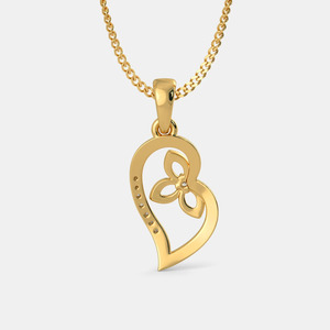 Yellow Gold Butterfly Heart Lab Grown Diamond Pendant Necklace - Product Image 4