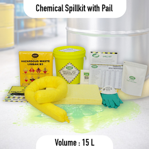 SABER Chemical Spill Response Kit 15L Yellow Pail Industrial Absorbent Leak Control - Product Image 3