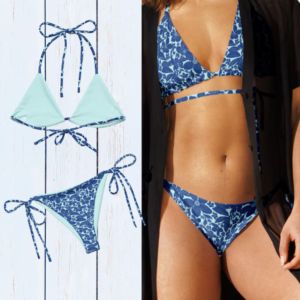 Custom Floral Print Matching Couple Swimwear Set High Quality <b>String</b> Bikini Beachwear Outfits - Product Image 4