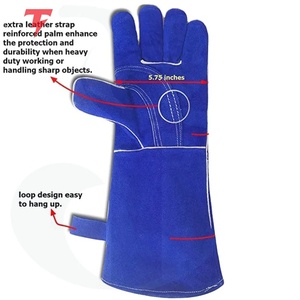 Guantes de Soldadura TIG de Alta Resistencia, Par de Guantes de 14 Pulgadas Resistentes al Calor, Forro de Algodón y Cuero Vacuno, Largos, para Trabajo de Seguridad - Product Image 2