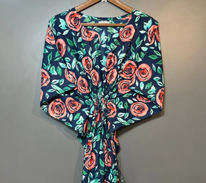 Vestido Kaftan Casual de Verano sin Mangas con Estampado Floral Tropical Digital, de Algodón, para Mujer, Islas del Pacífico Asiático - Product Image 2