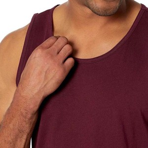 Men's Solid Color Cotton Tank <b>Top</b> O-Neck Casual Knitted Sleeveless Vest <b>Maroon</b> Summer Fitness Wear Men's Tank <b>Tops</b> All Size - Product Image 5