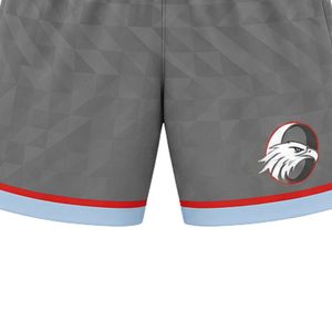 Light Blue Gray Contrast Panel Lacrosse Shirt With Shorts Men's Sports <b>Set</b> Athletic Team Uniform Match Wear Training Clothing - Product Image 3
