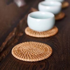Sous-verres et tapis de table en rotin naturel, fournisseur d'usine, forme ronde durable pour usage domestique et hôtelier - Product Image 4