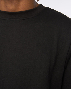 Men's Black Crew Neck Regular Fit Pullover Sweatshirt Solid Color Casual French Terry Knitted Autumn Wear - Product Image 4