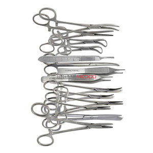 Kit d'instruments chirurgicaux manuels multifonctionnels de 44 pièces en acier inoxydable allemand, comprenant des ciseaux, des hémostatiques, des pinces, des manches de scalpel et des aiguilles - Product Image 3