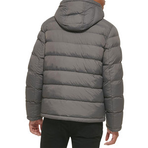 Blouson matelassé gris à capuche pour homme avec fermeture éclair, coupe-vent, décontracté, manteau d'hiver, coupe régulière, couleur unie, rembourrage en polyester 2026 - Product Image 4