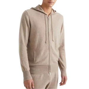 Manteau en cachemire tricoté de luxe pour homme avec fermeture éclair intégrale, sweat à capuche et cardigan personnalisés pour l'hiver, sweat à capuche épais à épaules tombantes sur mesure - Product Image 4