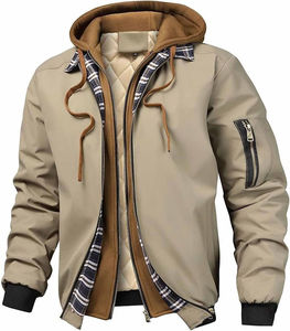 Veste en polaire verte pour homme, col montant, fermeture éclair, coupe-vent, vêtement décontracté d'automne, coupe régulière, matière polyester - Product Image 5