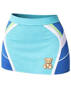 Conjunto de dos piezas para mujer, color azul cielo, top corto y minifalda, sin mangas, cuello redondo, estampado Teddy, cintura alta, estilo bodycon, atuendo de verano. - Product Image 5